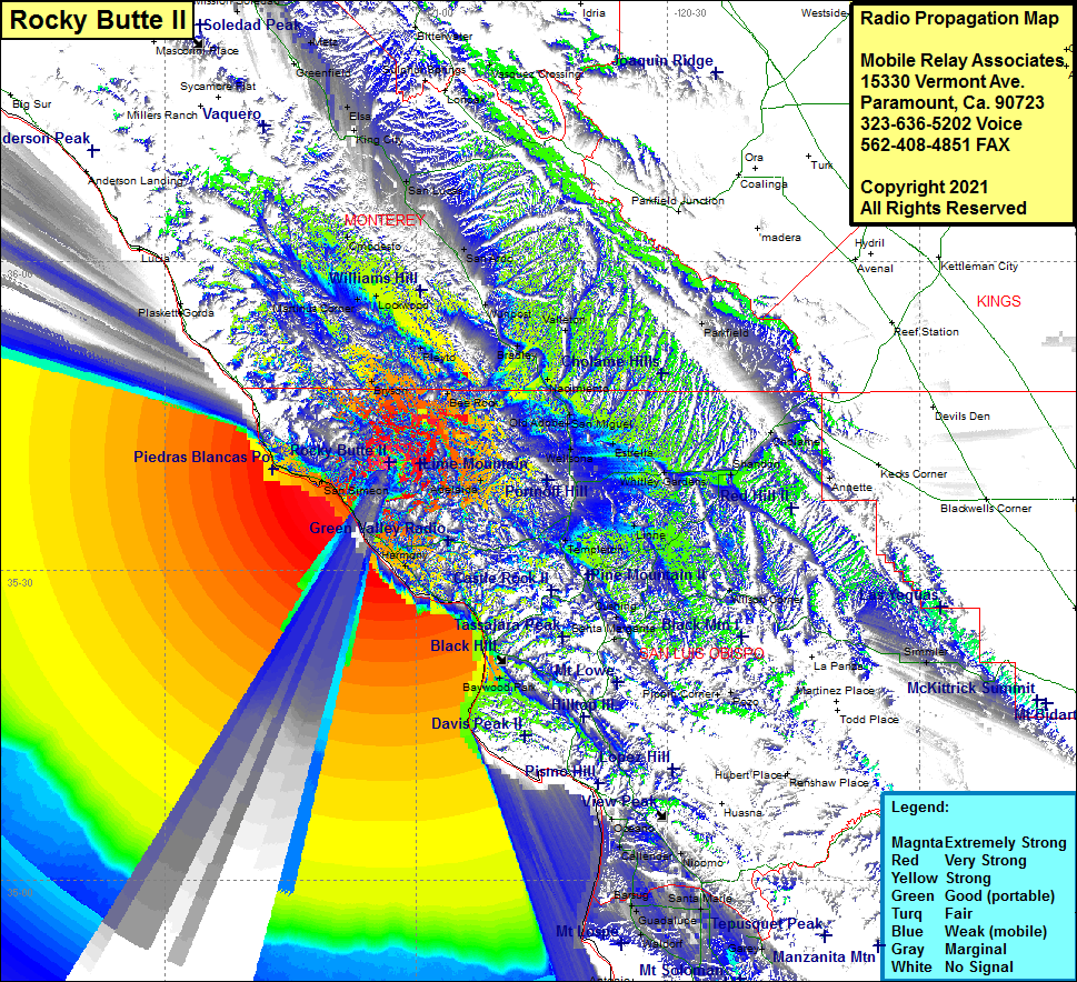 heat map radio coverage Rocky Butte II
